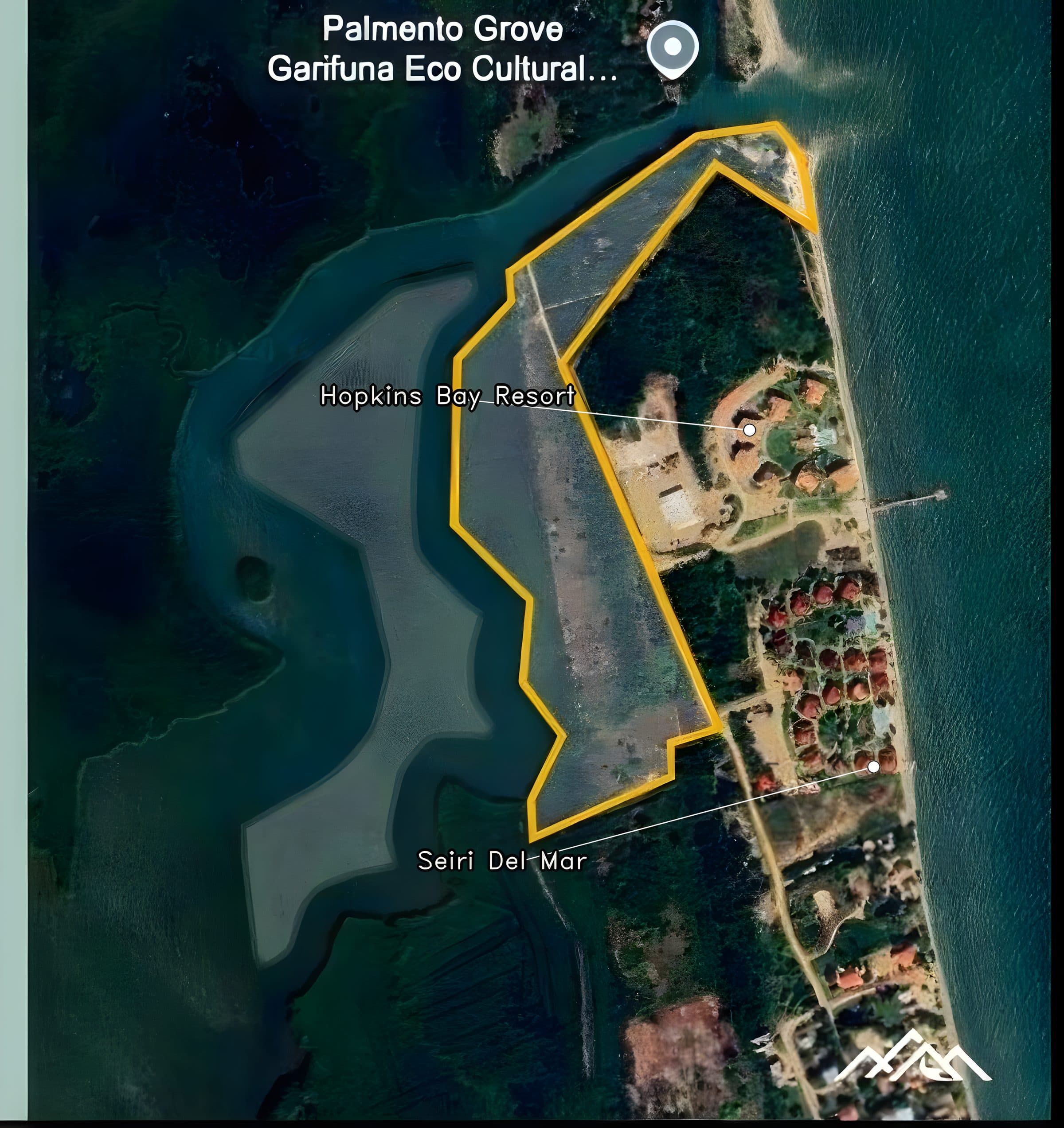 The NALUUM landholding outlined against the surrounding coast